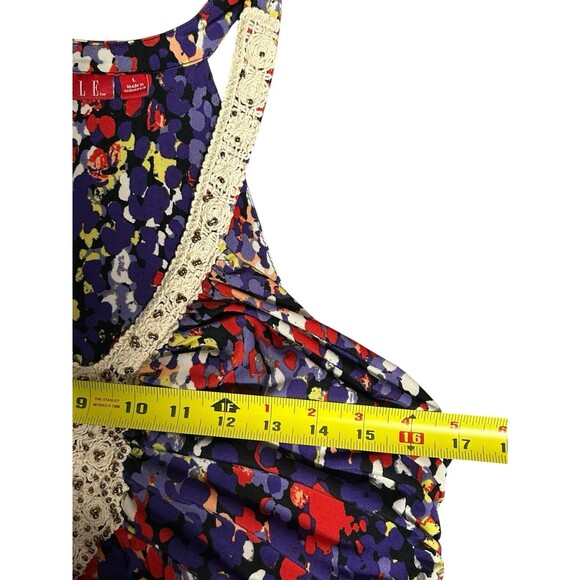 ELLE Watercolor Maxi Dress Halter Neckline Boho Gypsy Festival Lg Whimsical Y2K - Picture 6 of 9